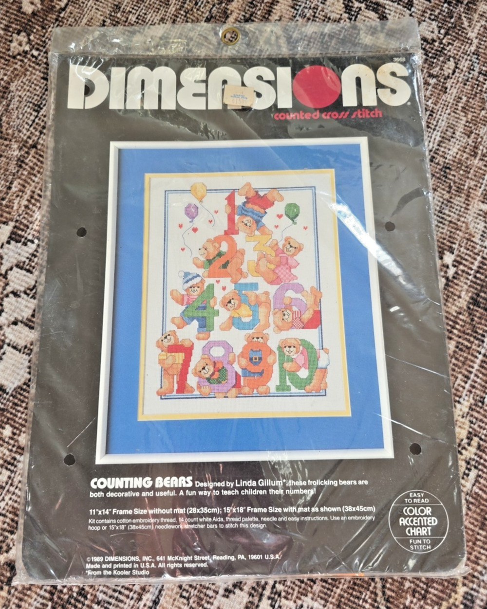 Vtg 80s Dimensions Counting Bears Counted Cross Stitch Kit Unopened 11x14